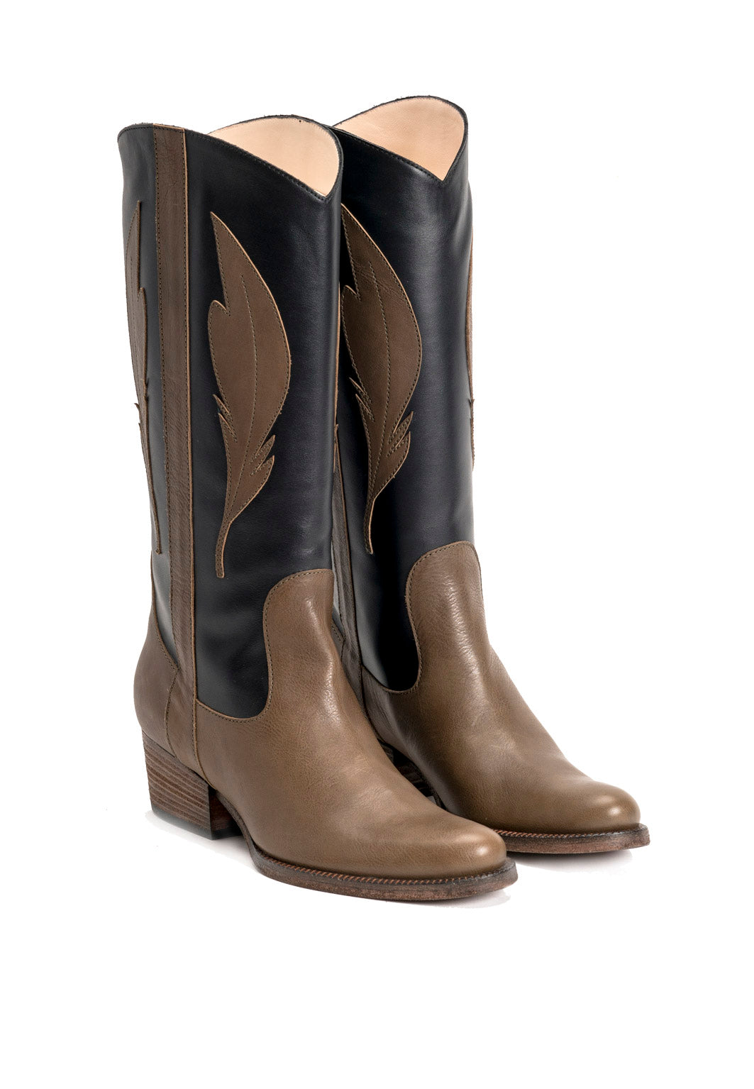 Cowboystiefel in Olivbraun