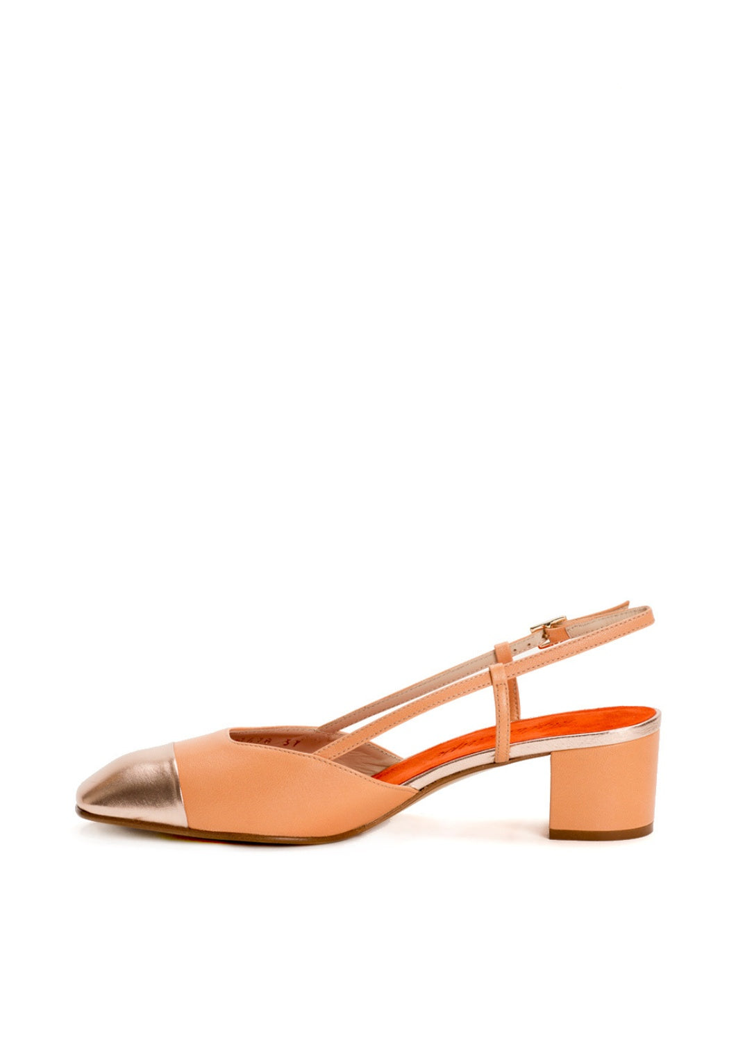 Slingback Pumps mit eckiger Kappe in Apricot