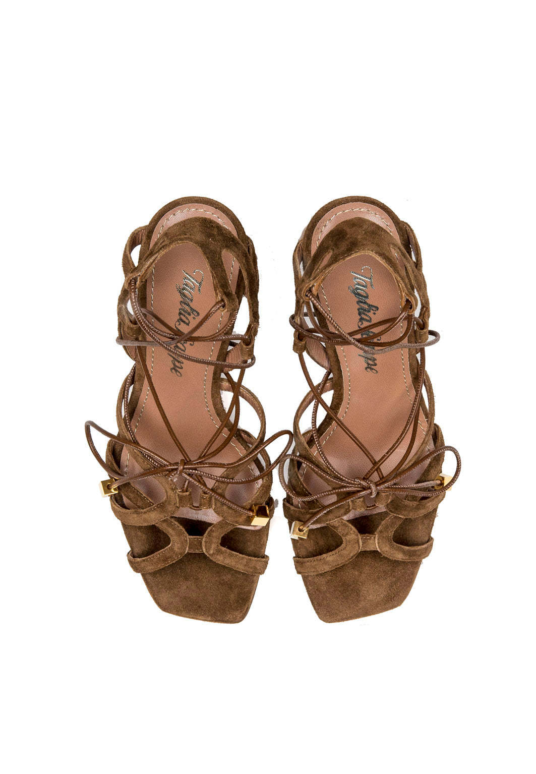 Schnürsandale mit eckiger Zehenform in Braun