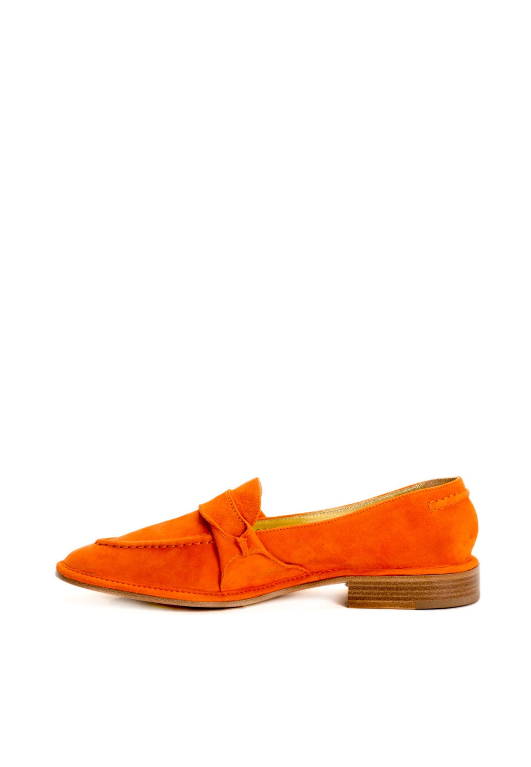 Mokassin aus Veloursleder in Orange