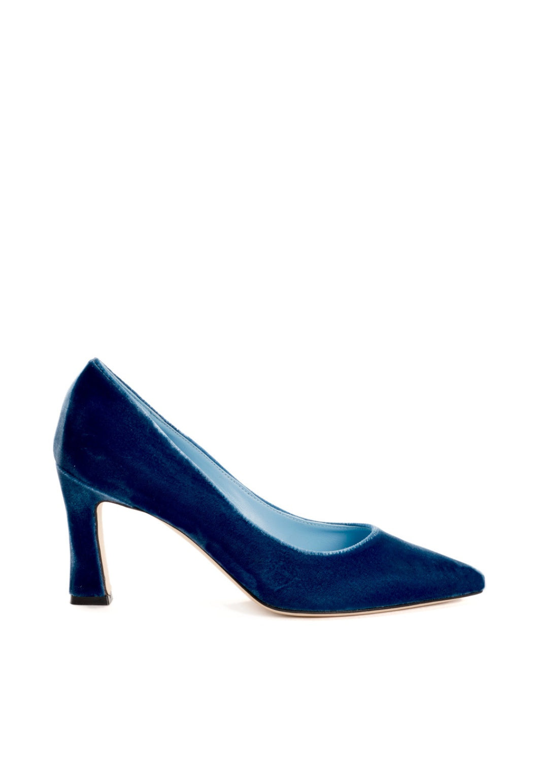 Pumps aus Samt in Denimblau