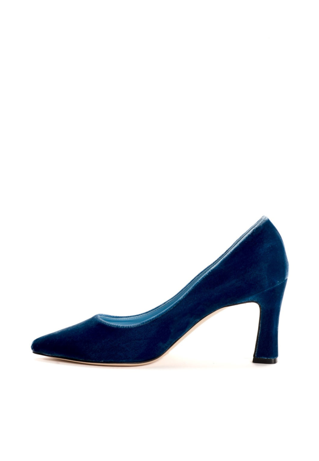 Pumps aus Samt in Denimblau