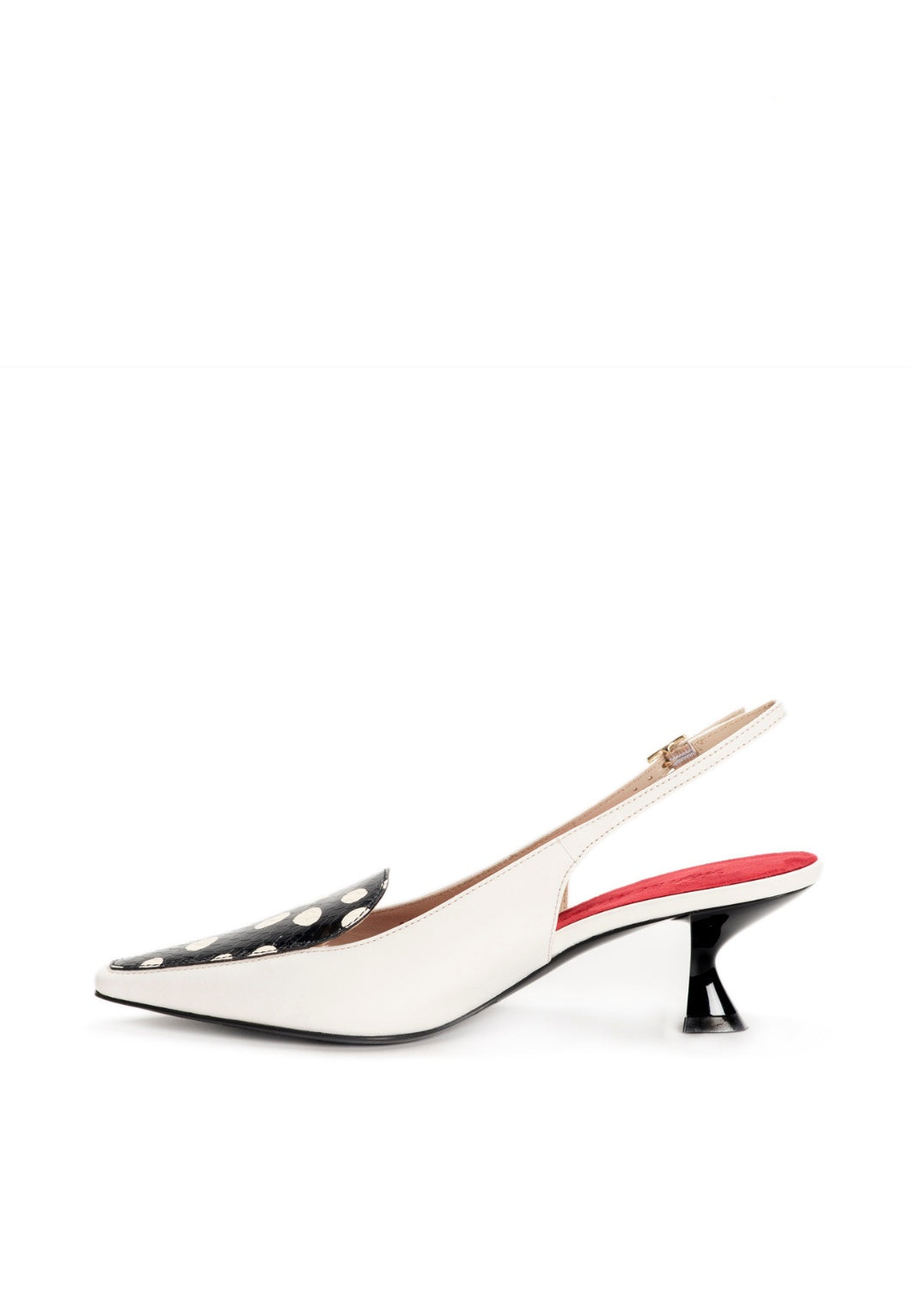 Slingback Pumps mit Polka-Dot-Muster in Weiß