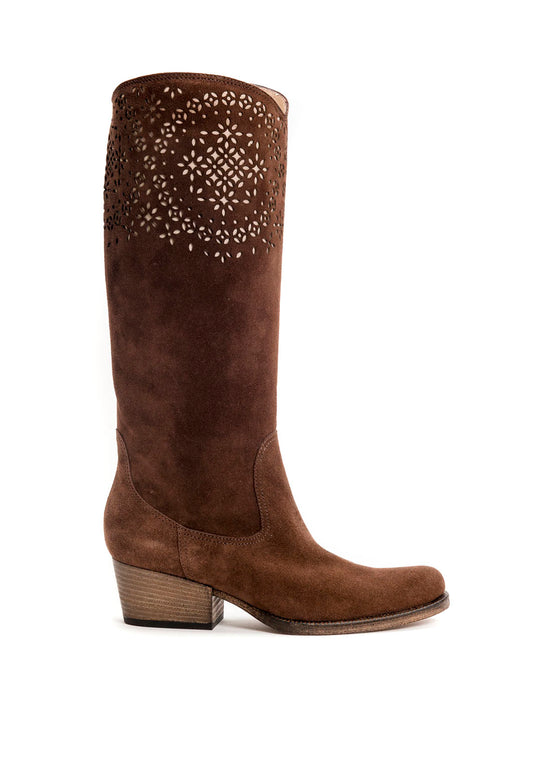 Cowboystiefel mit Cutouts in Braun