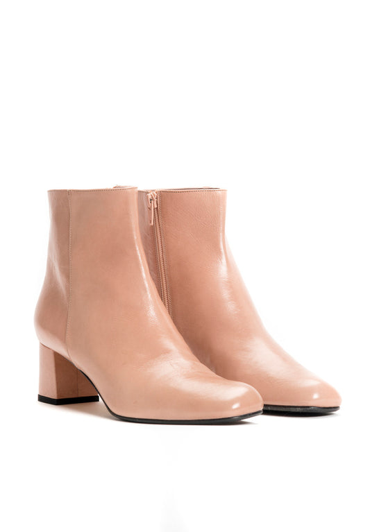 Stiefelette mit Blockabsatz in Rosa