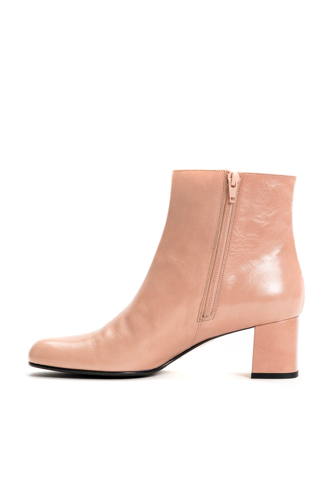 Stiefelette mit Blockabsatz in Rosa
