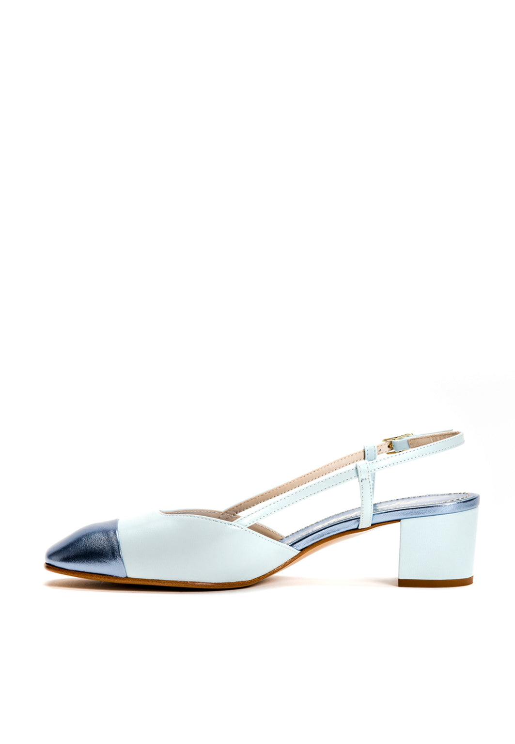 Slingback Pumps mit eckiger Kappe in Eisblau