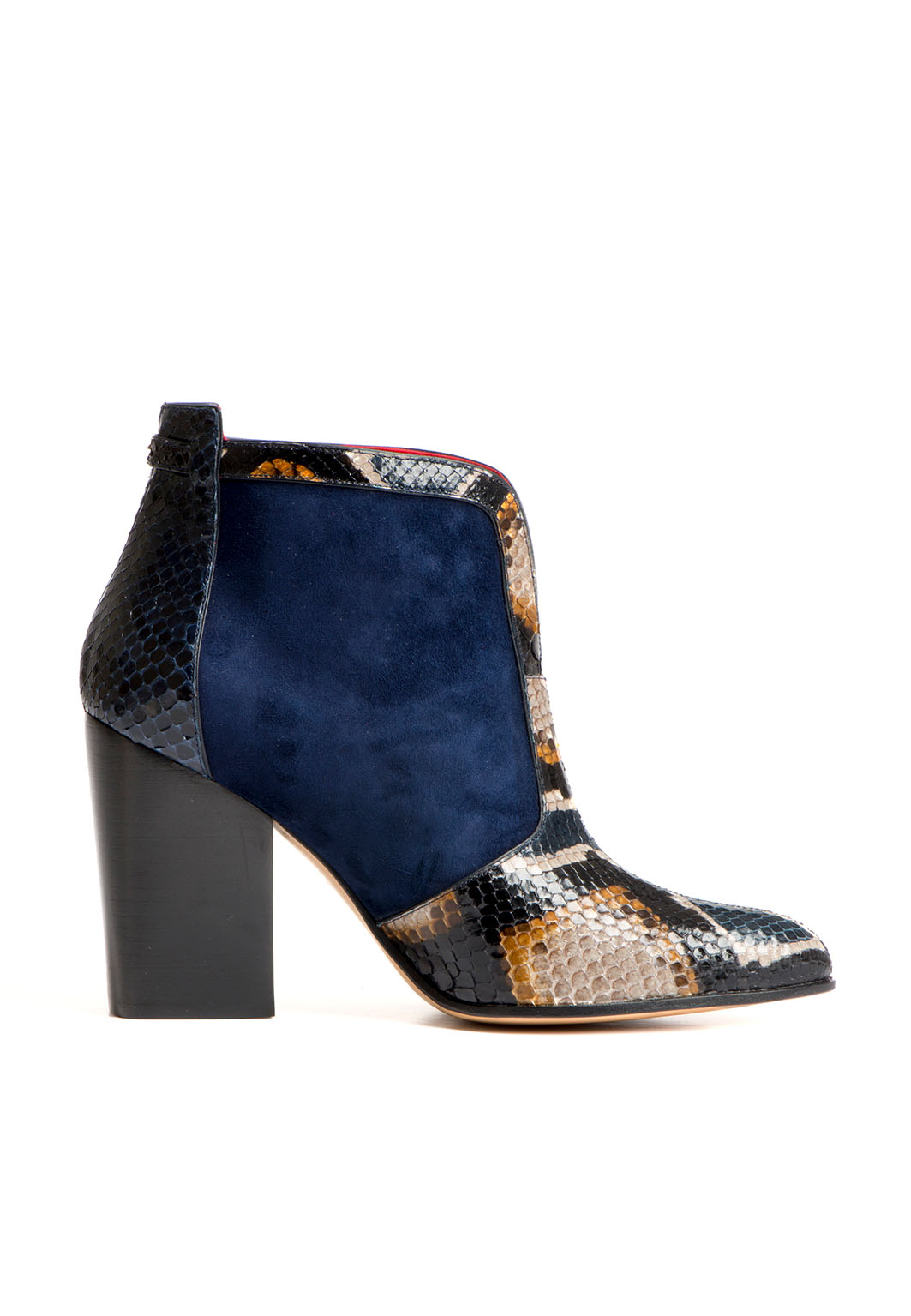 Stiefelette mit Blockabsatz in Navy