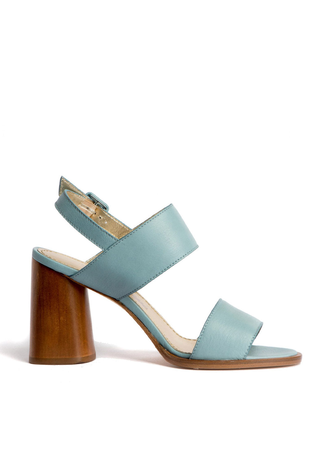Sandalette mit Holzabsatz in Hellblau