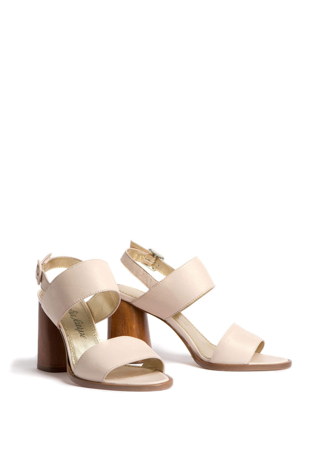 Sandalette mit Holzabsatz in Hellrosa
