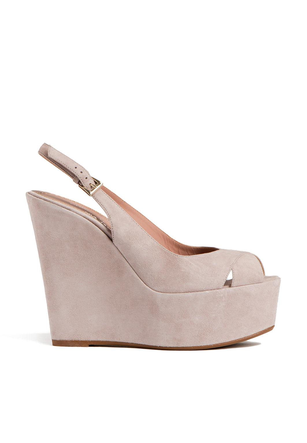 Rosa High Heel Wedges handgefertigt in Italien aus Veloursleder