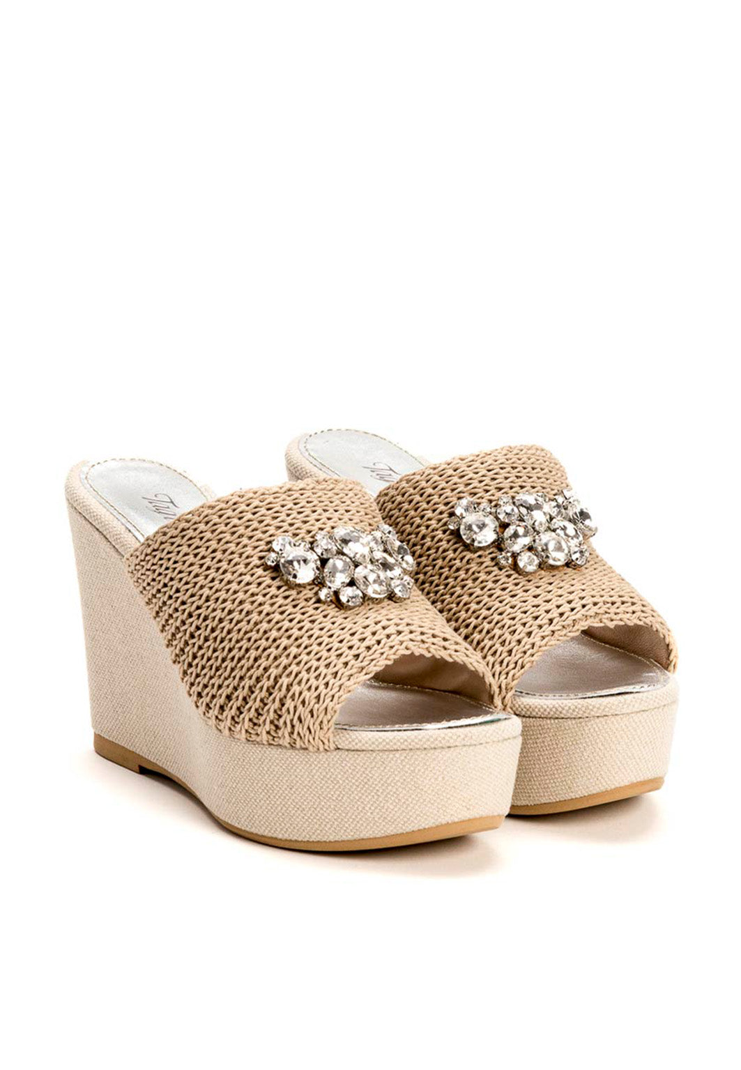 Broschen Mules aus Strickstoff beige