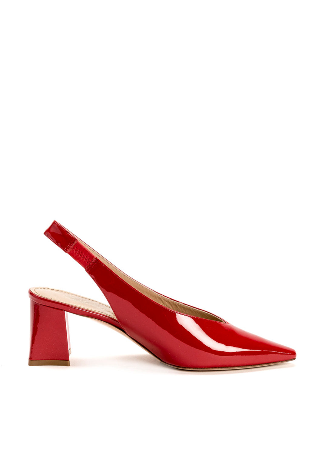 Handgefertigte Slingback Pumps aus rotem Lackleder