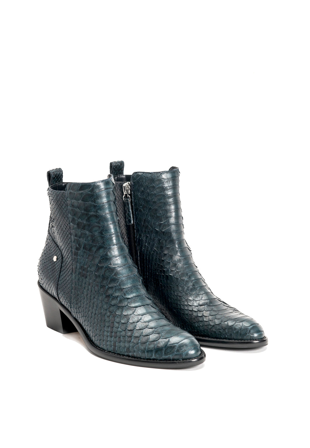 Ankle Boots im Westernlook aus Pitone in Navy