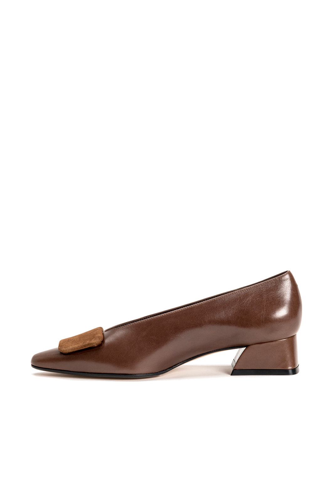 Pumps mit Wildlederpatch in Braun