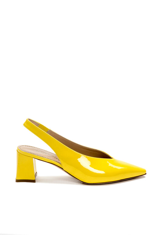 Slingback Pumps mit Blockabsatz in Gelb