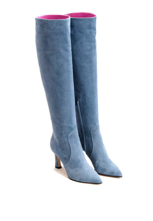 Stiefel mit Absatz in Eisblau