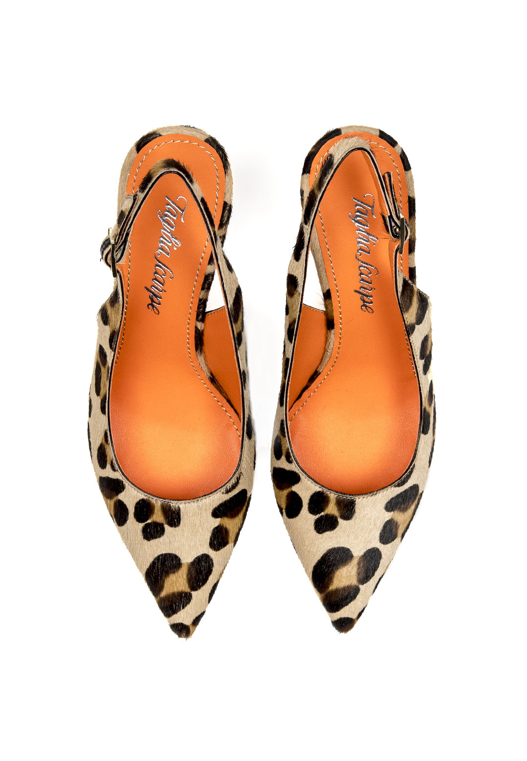 Slingback Pumps mit geschwungenem Absatz in Leomuster