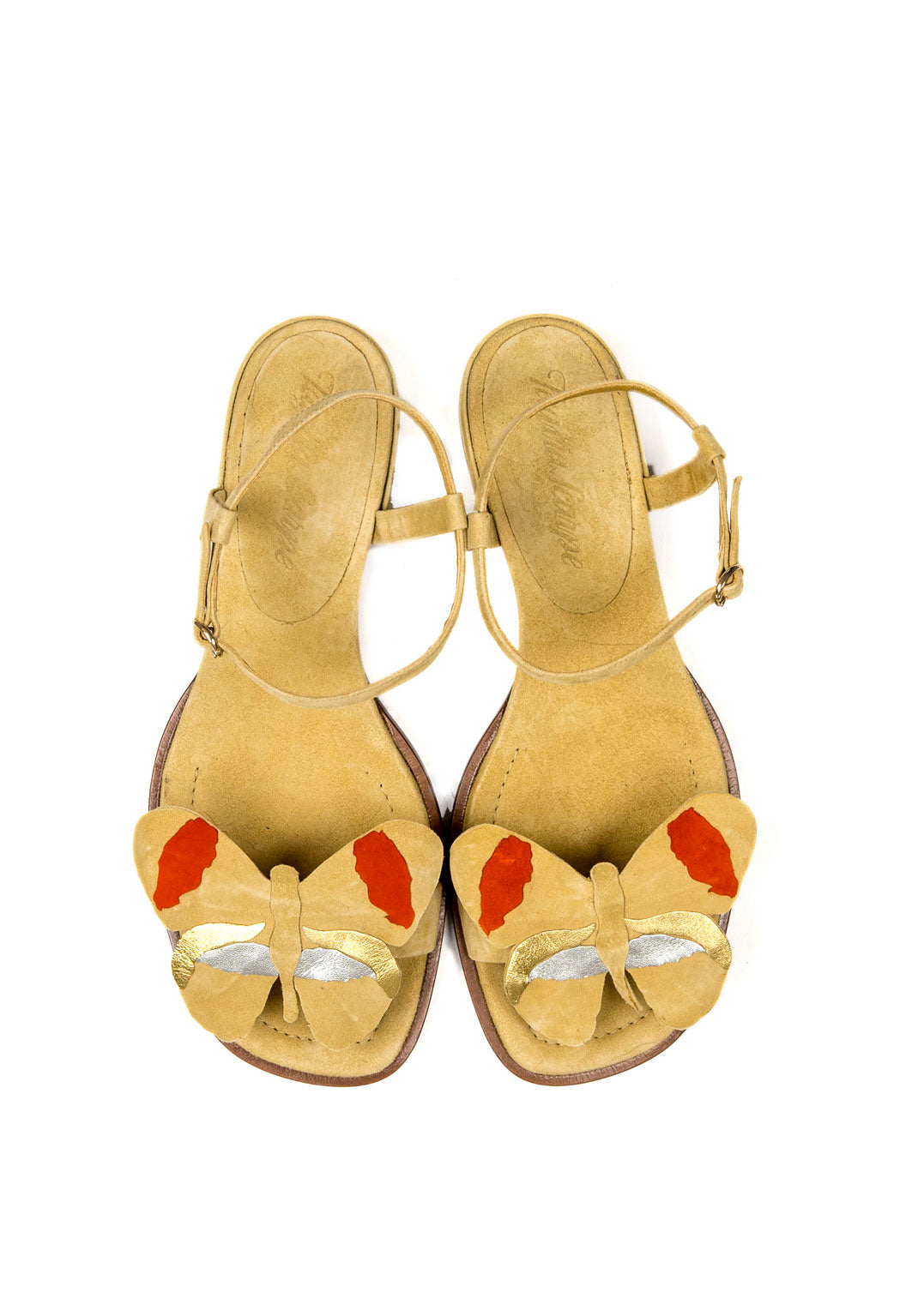Sandale mit Schmetterlings-Applikation in Beige
