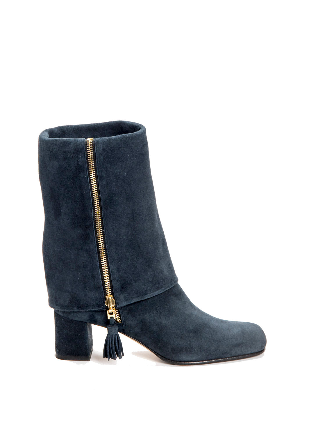 Stiefel mit Reißverschluss  in Navy zum Umschlagen