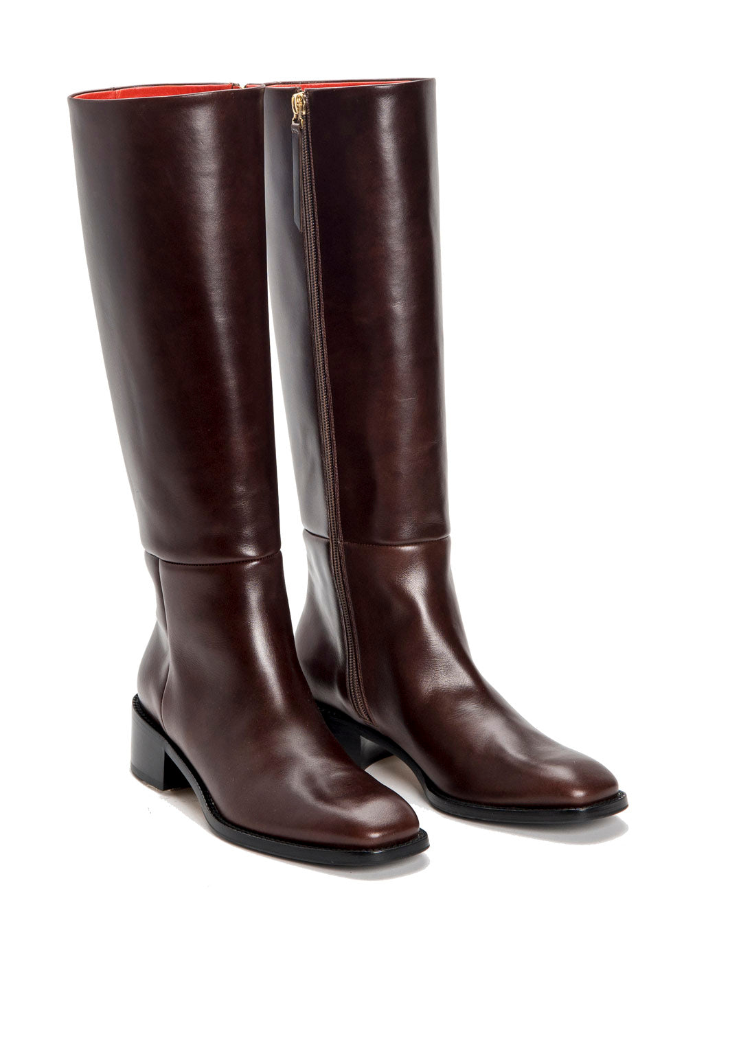 Schaftstiefel in Bordeauxbraun