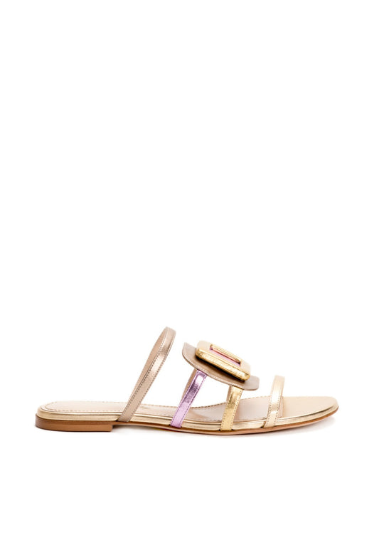Sandale mit Applikation in Gold