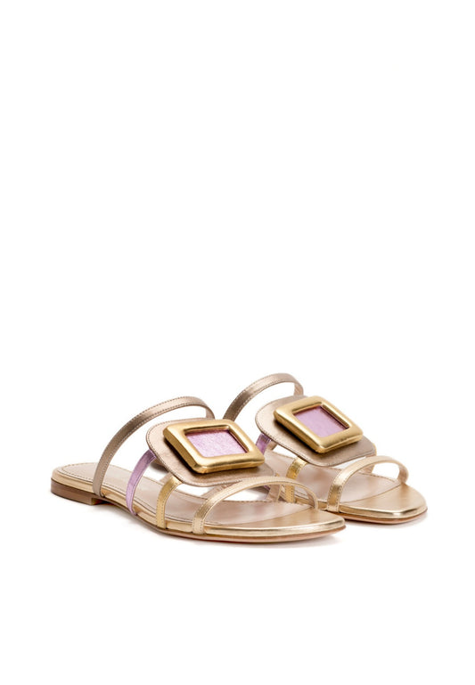Sandale mit Applikation in Gold