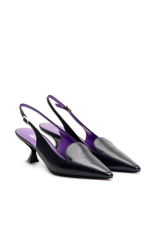 Hochgeschlossene Slingback Pumps in Navy