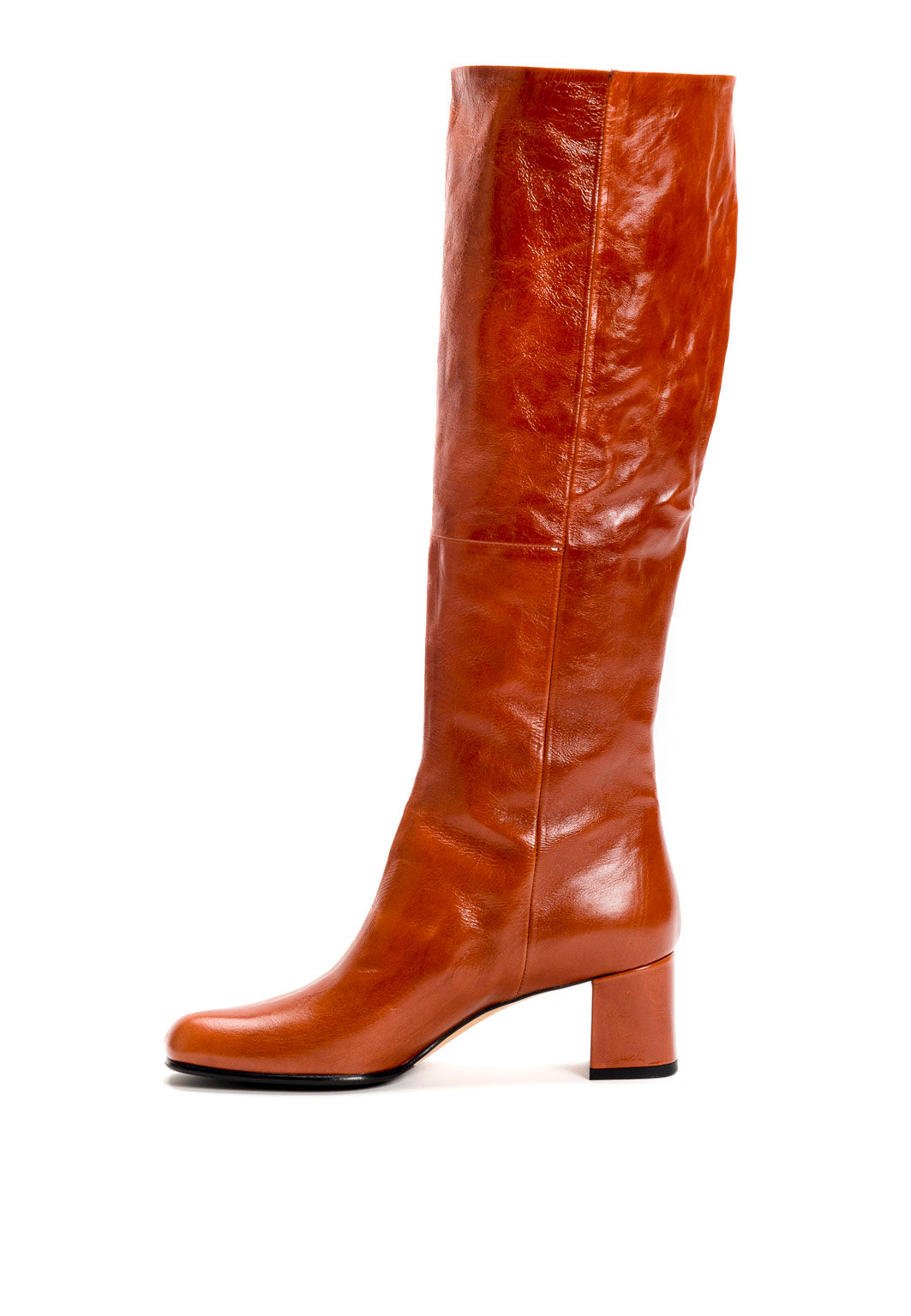 Stiefel mit Absatz in Cognac zum Umschlagen