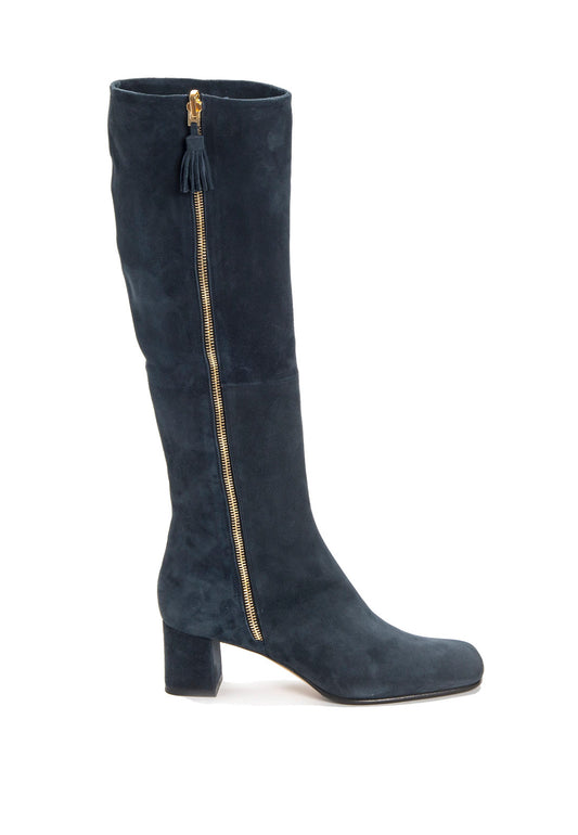 Stiefel mit Reißverschluss  in Navy zum Umschlagen