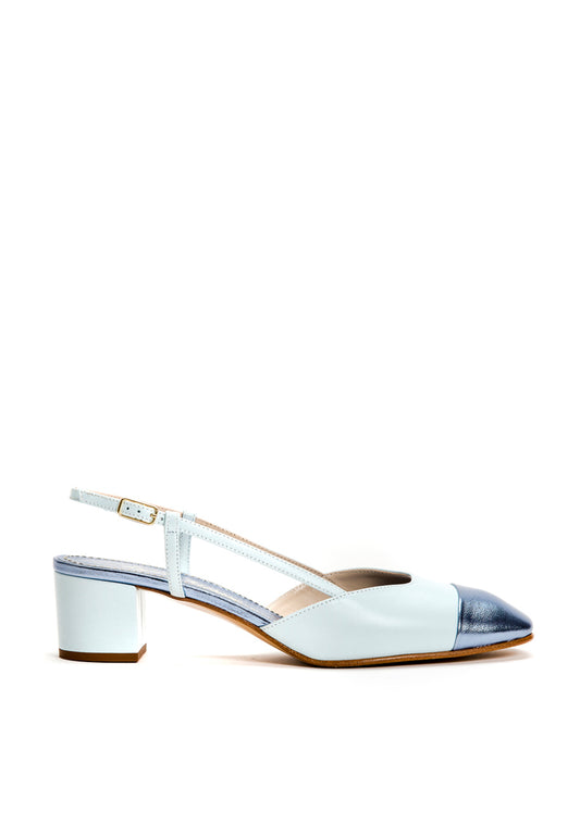 Slingback Pumps mit eckiger Kappe in Aquamarin
