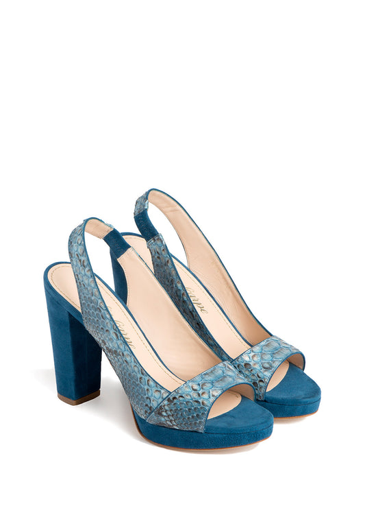 Plateau Sandalette Blau Pitone