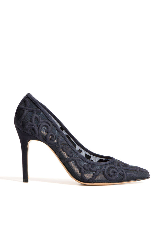 Pumps bestickt Dunkelblau