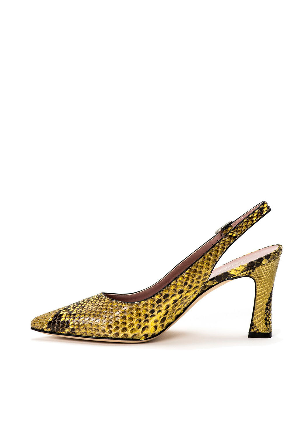 Extravagante Slingpumps aus echtem Schlangenleder in Gelb