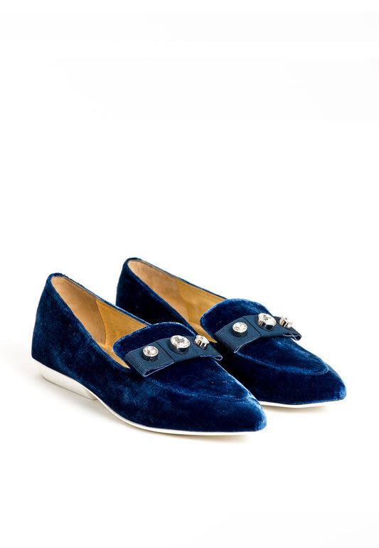 Loafer mit Swarovski Steinen in Navy