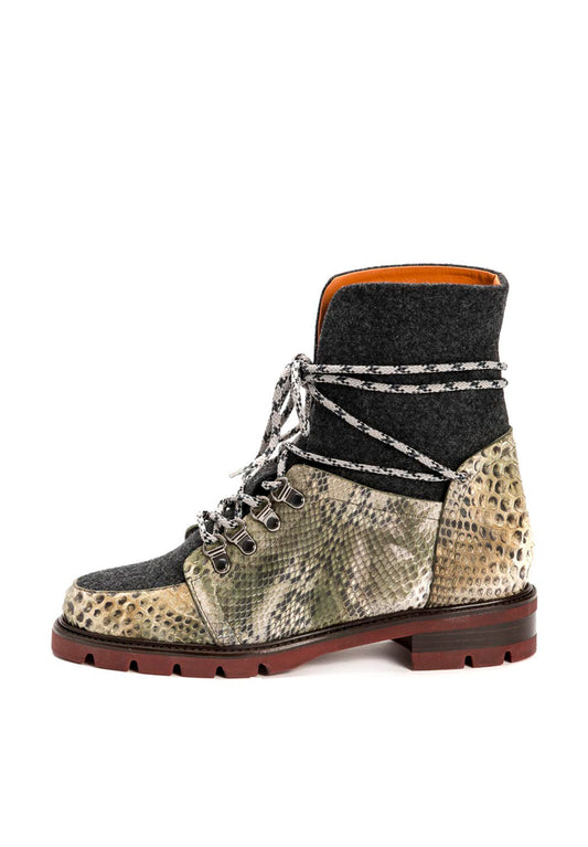 Stiefelette Python und Lodenfilz