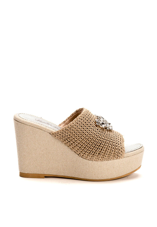 Broschen Mules aus Strickstoff beige
