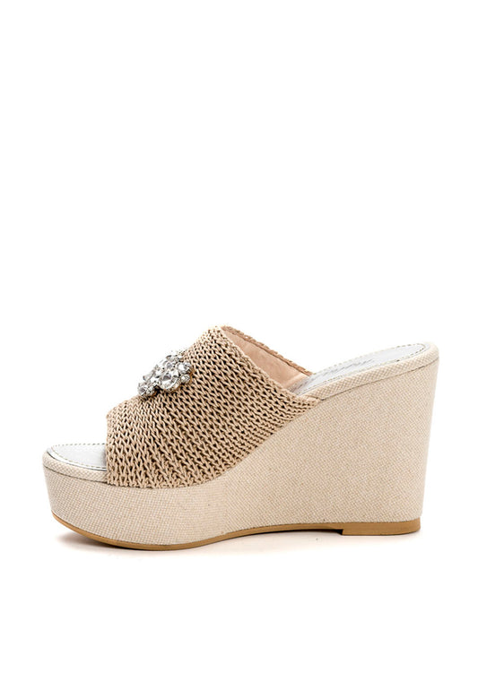 Broschen Mules aus Strickstoff beige