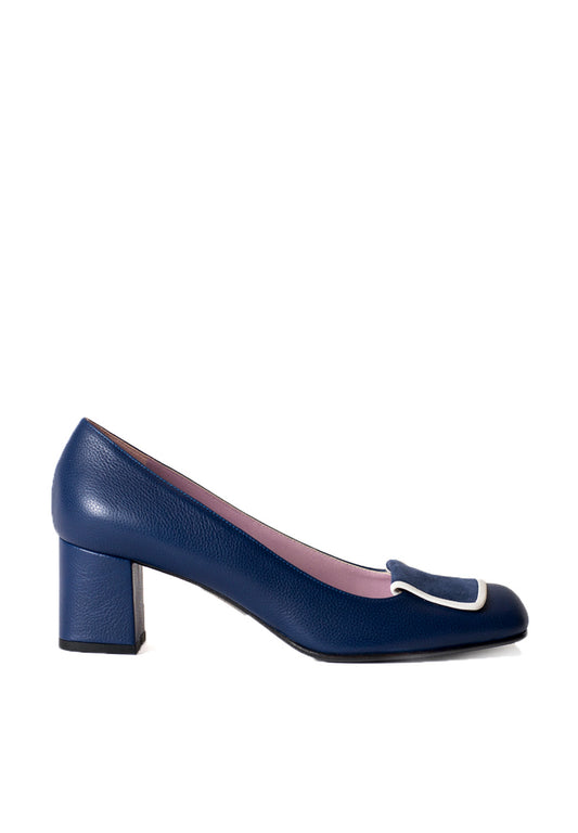 Elegante Pumps in Marineblau mit monochrom Patch
