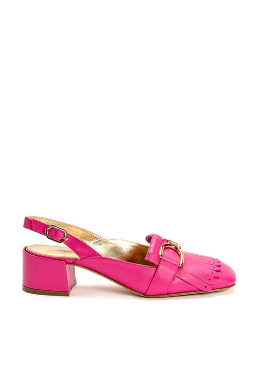Edle Slingback Pumps Pink mit goldener Schnalle