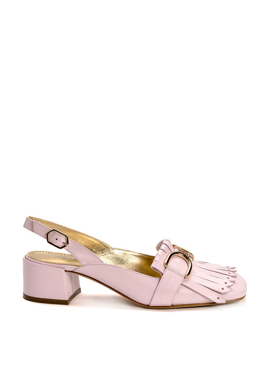Edle Slingback Pumps Rosa mit goldener Schnalle