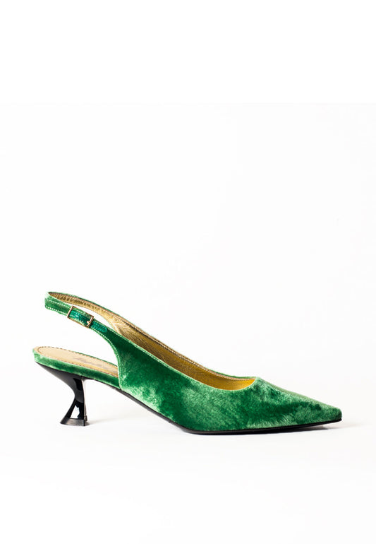 Elegante Slingback Pumps Samt Smaragdgrün